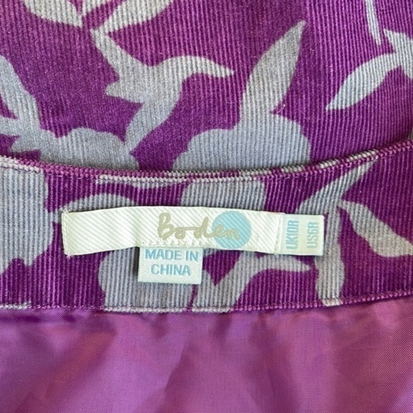 Boden Slit Neck Printed Corduroy Sheath Dress in Purple & Gray Size 6 Regular - Picture 6 of 8